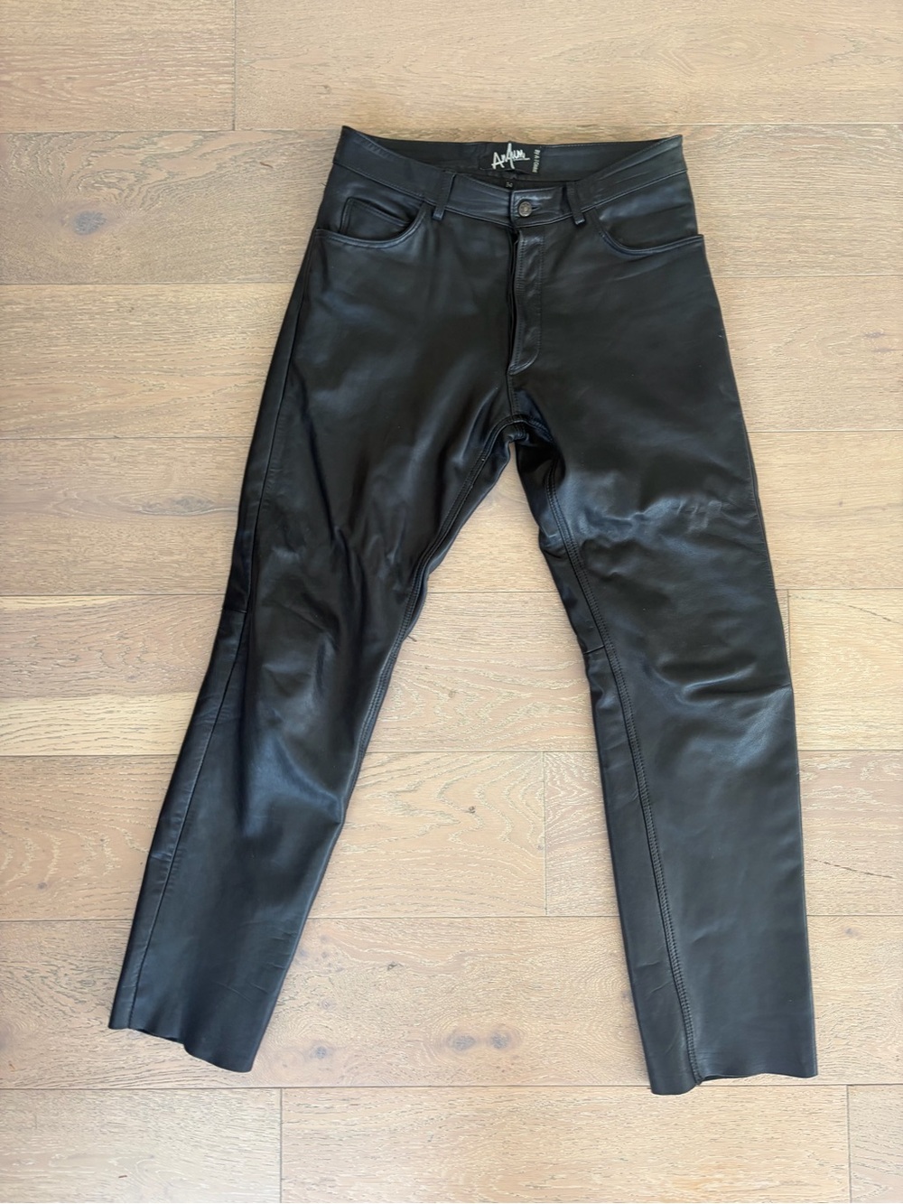 Men's Black Leather Pants - Classic Slim Fit Y2K
